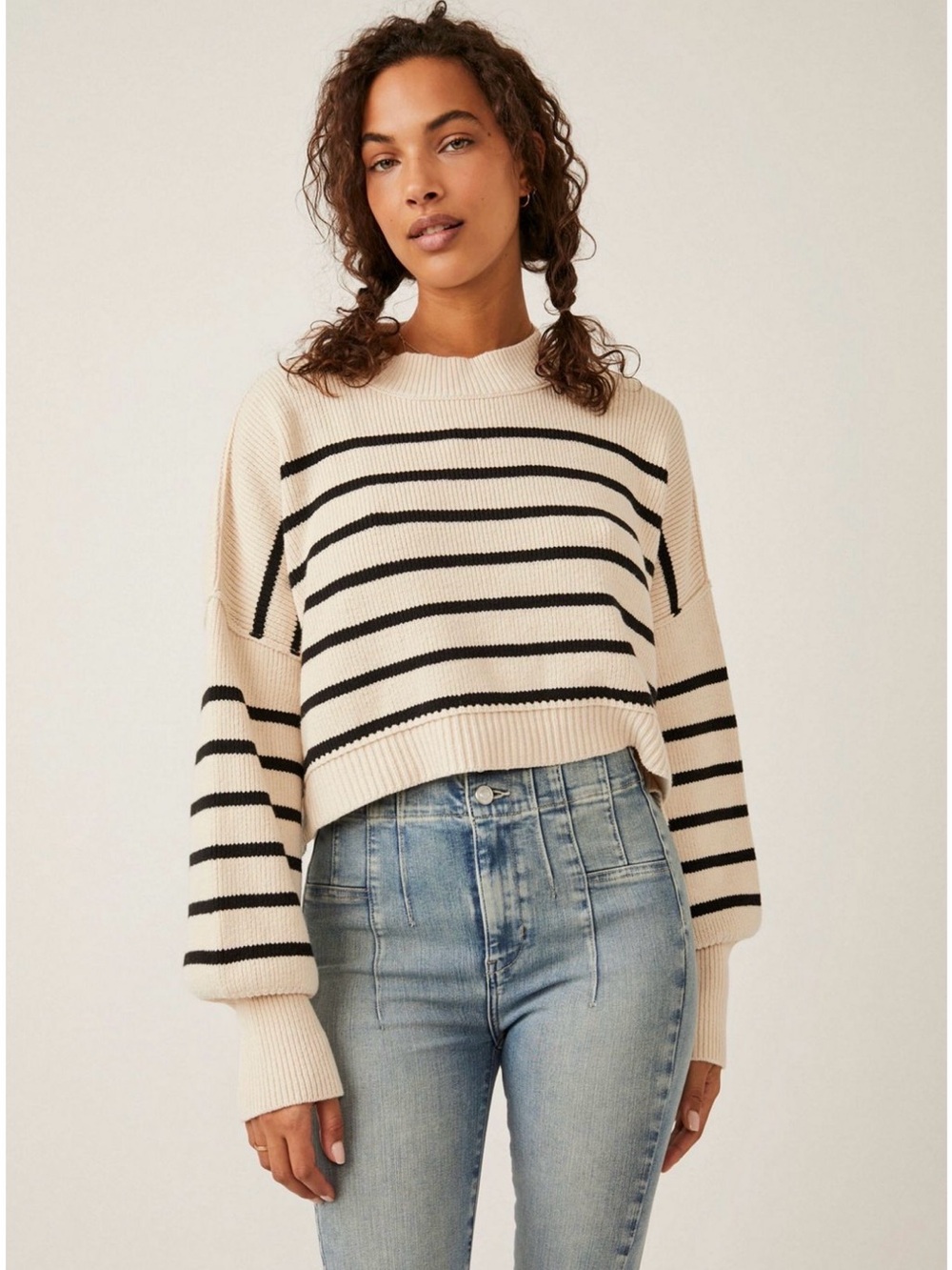 Free People Easy Street Stripe Crop Pullover